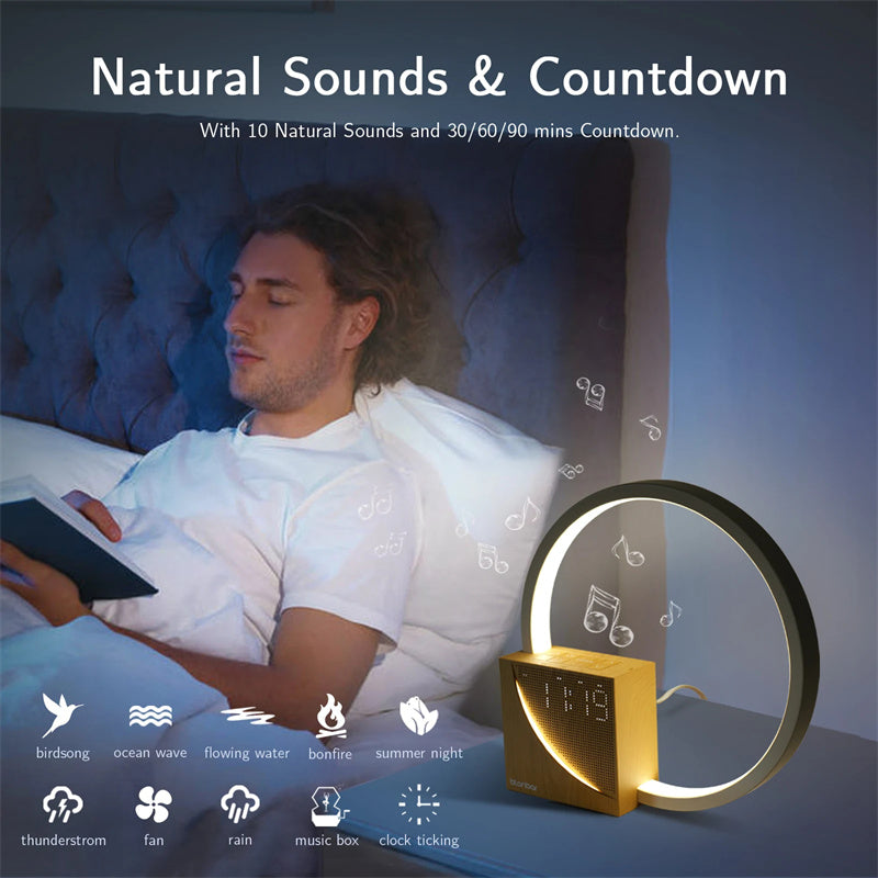SereneRise™ - Bedside Lamp With Natural Sounds, Alarm Clock, Touch Control